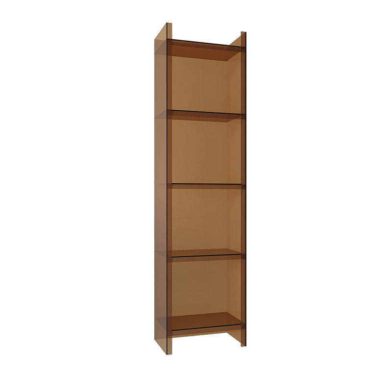 Vertical Closed Back Standard Bookshelf Glam Acrylic Bookshelf for Home 15.7"L x 9.8"W x 59.8"H Coffee Clearhalo 'Bookcases' 'furn' 'furn_bookcases' 'Furniture' 'furniture_bookcases' 'kitchen' 'kitchen_bookcases' 'Living Room Furniture' 'Office Furniture' 4749694