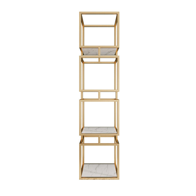 11.81"W Bookcase Glam Style Open Back Bookshelf for Office Study Room Home 11.8"L x 11.8"W x 63"H Gold Shelves Clearhalo 'Bookcases' 'furn' 'furn_bookcases' 'Furniture' 'furniture_bookcases' 'kitchen' 'kitchen_bookcases' 'Living Room Furniture' 'Office Furniture' 4749730