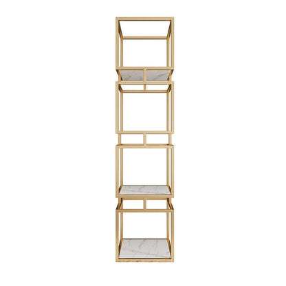 11.81"W Bookcase Glam Style Open Back Bookshelf for Office Study Room Home 11.8"L x 11.8"W x 63"H Gold Shelves Clearhalo 'Bookcases' 'furn' 'furn_bookcases' 'Furniture' 'furniture_bookcases' 'kitchen' 'kitchen_bookcases' 'Living Room Furniture' 'Office Furniture' 4749730