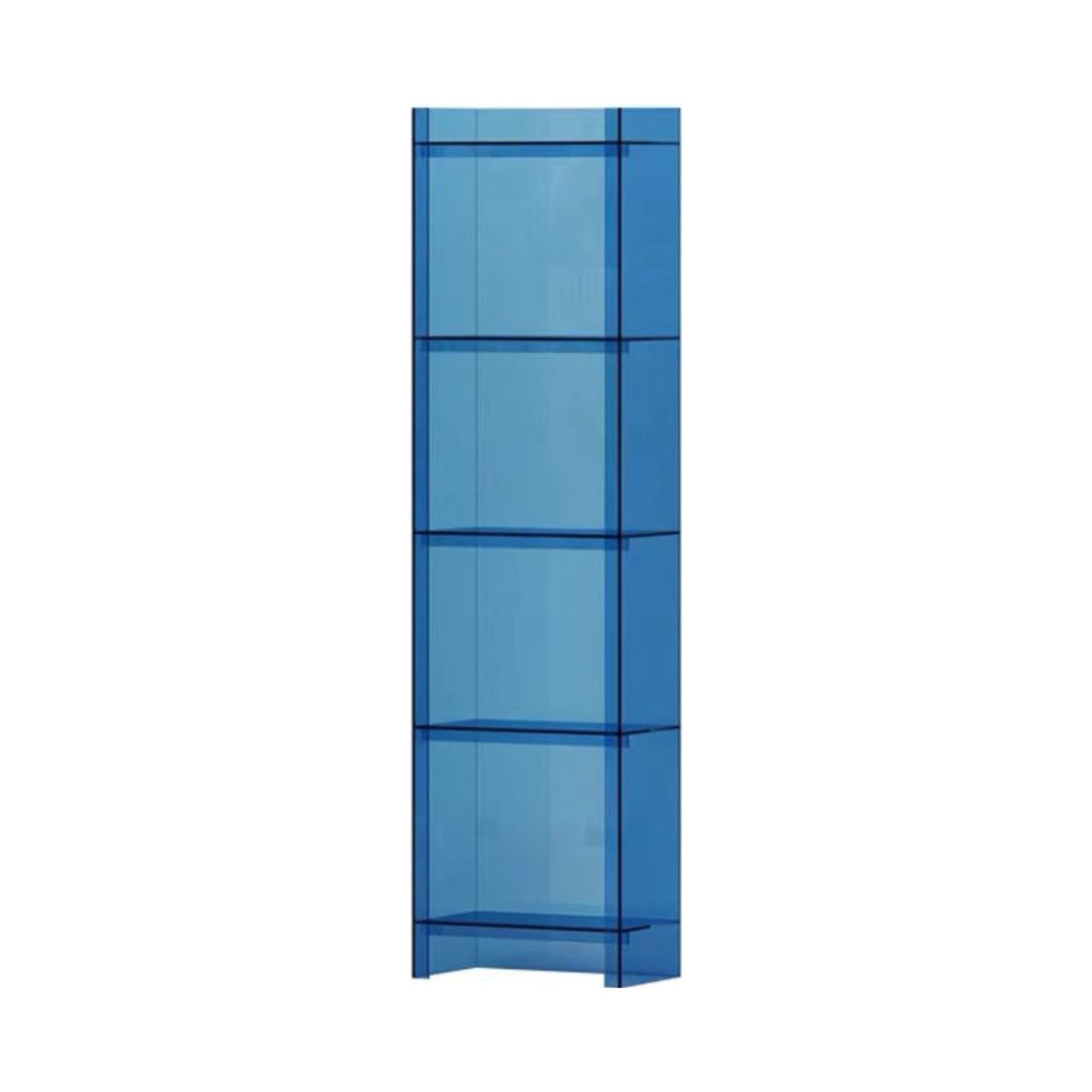 Acrylic Closed Back Standard Bookshelf Vertical Glam Bookshelf 15.7"L x 9.8"W x 59.8"H Blue Clearhalo 'Bookcases' 'furn' 'furn_bookcases' 'Furniture' 'furniture_bookcases' 'kitchen' 'kitchen_bookcases' 'Living Room Furniture' 'Office Furniture' 4749754