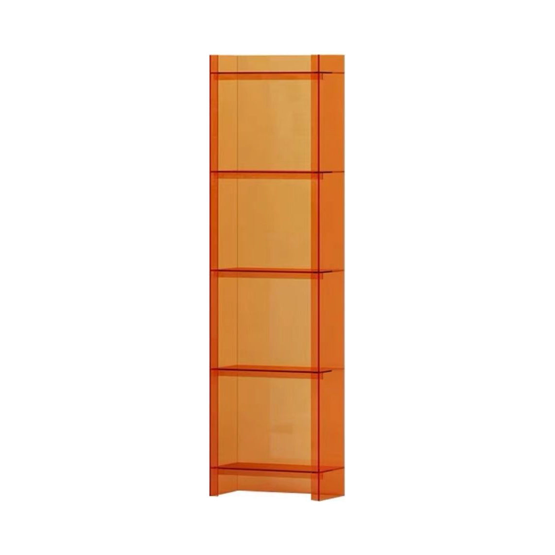 Acrylic Closed Back Standard Bookshelf Vertical Glam Bookshelf 15.7"L x 9.8"W x 59.8"H Orange Clearhalo 'Bookcases' 'furn' 'furn_bookcases' 'Furniture' 'furniture_bookcases' 'kitchen' 'kitchen_bookcases' 'Living Room Furniture' 'Office Furniture' 4749762