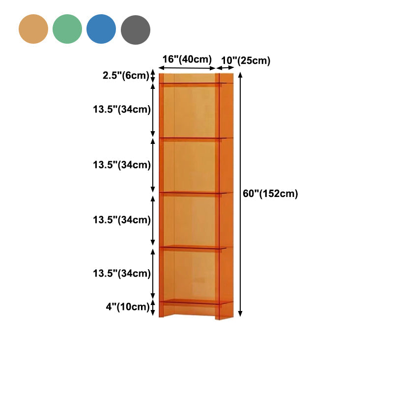 Acrylic Closed Back Standard Bookshelf Vertical Glam Bookshelf Clearhalo 'Bookcases' 'furn' 'furn_bookcases' 'Furniture' 'furniture_bookcases' 'kitchen' 'kitchen_bookcases' 'Living Room Furniture' 'Office Furniture' 4749768