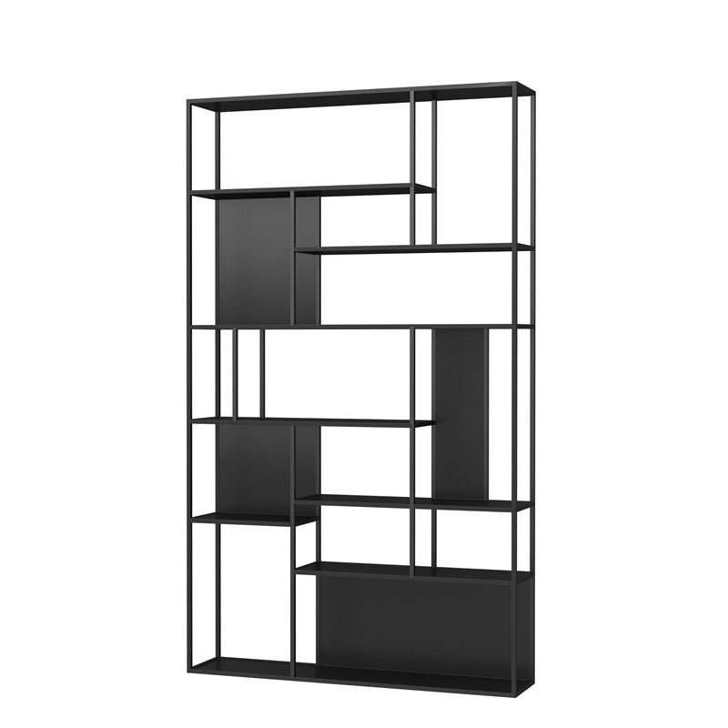 Open Back Bookshelf Glam Style Bookshelf for Study Room and Home Office 47.2"L x 9.8"W x 78.7"H Black Clearhalo 'Bookcases' 'furn' 'furn_bookcases' 'Furniture' 'furniture_bookcases' 'kitchen' 'kitchen_bookcases' 'Living Room Furniture' 'Office Furniture' 4749806