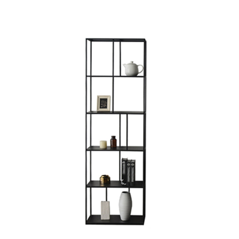 Open Back Bookshelf Glam Style Bookshelf for Study Room and Home Office 23.6"L x 11.8"W x 76.8"H Black Clearhalo 'Bookcases' 'furn' 'furn_bookcases' 'Furniture' 'furniture_bookcases' 'kitchen' 'kitchen_bookcases' 'Living Room Furniture' 'Office Furniture' 4749809