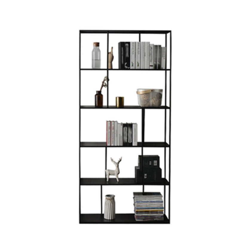 Open Back Bookshelf Glam Style Bookshelf for Study Room and Home Office 35.4"L x 11.8"W x 76.8"H Black Clearhalo 'Bookcases' 'furn' 'furn_bookcases' 'Furniture' 'furniture_bookcases' 'kitchen' 'kitchen_bookcases' 'Living Room Furniture' 'Office Furniture' 4749811