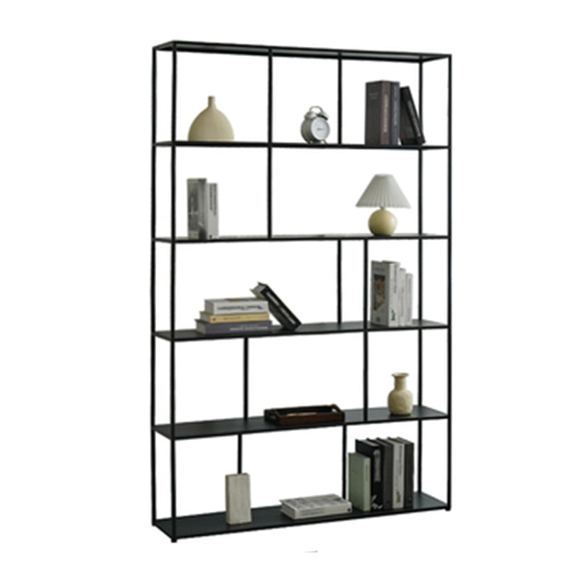Open Back Bookshelf Glam Style Bookshelf for Study Room and Home Office 47.2"L x 11.8"W x 76.8"H Black Clearhalo 'Bookcases' 'furn' 'furn_bookcases' 'Furniture' 'furniture_bookcases' 'kitchen' 'kitchen_bookcases' 'Living Room Furniture' 'Office Furniture' 4749814