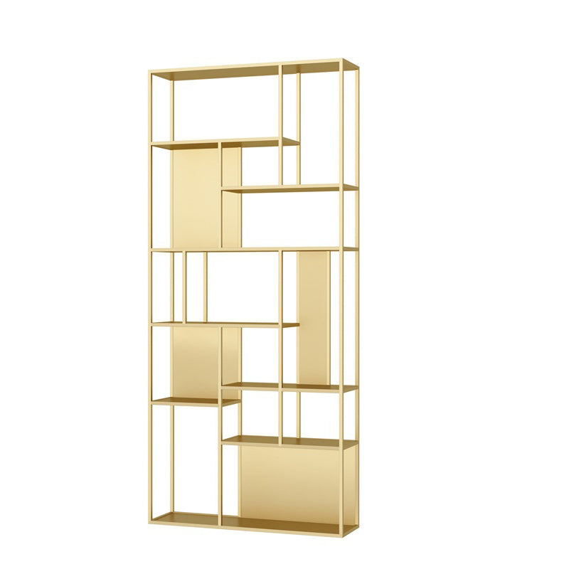 Open Back Bookshelf Glam Style Bookshelf for Study Room and Home Office Gold Clearhalo 'Bookcases' 'furn' 'furn_bookcases' 'Furniture' 'furniture_bookcases' 'kitchen' 'kitchen_bookcases' 'Living Room Furniture' 'Office Furniture' 4749815