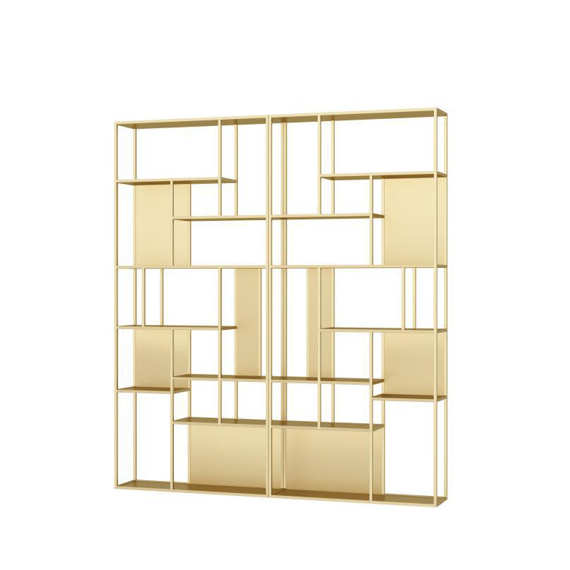 Open Back Bookshelf Glam Style Bookshelf for Study Room and Home Office 94.5"L x 9.8"W x 78.7"H Gold Clearhalo 'Bookcases' 'furn' 'furn_bookcases' 'Furniture' 'furniture_bookcases' 'kitchen' 'kitchen_bookcases' 'Living Room Furniture' 'Office Furniture' 4749821