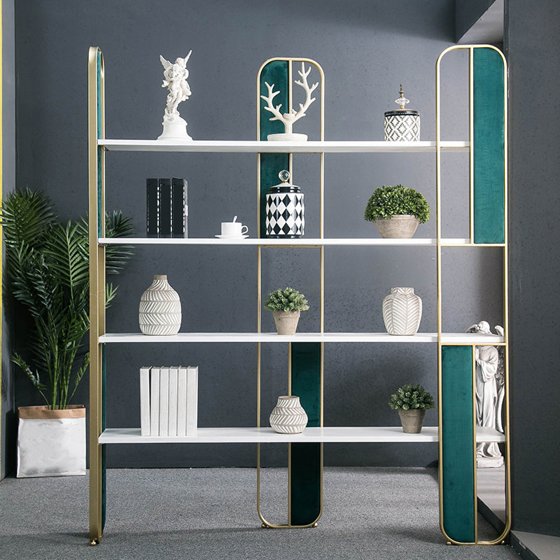 70.87"H Bookcase Glam Style Open Back Bookshelf for Study Room Home Office 39.4"L x 12.2"W x 70.9"H Blackish Green Clearhalo 'Bookcases' 'furn' 'furn_bookcases' 'Furniture' 'furniture_bookcases' 'kitchen' 'kitchen_bookcases' 'Living Room Furniture' 'Office Furniture' 4749834