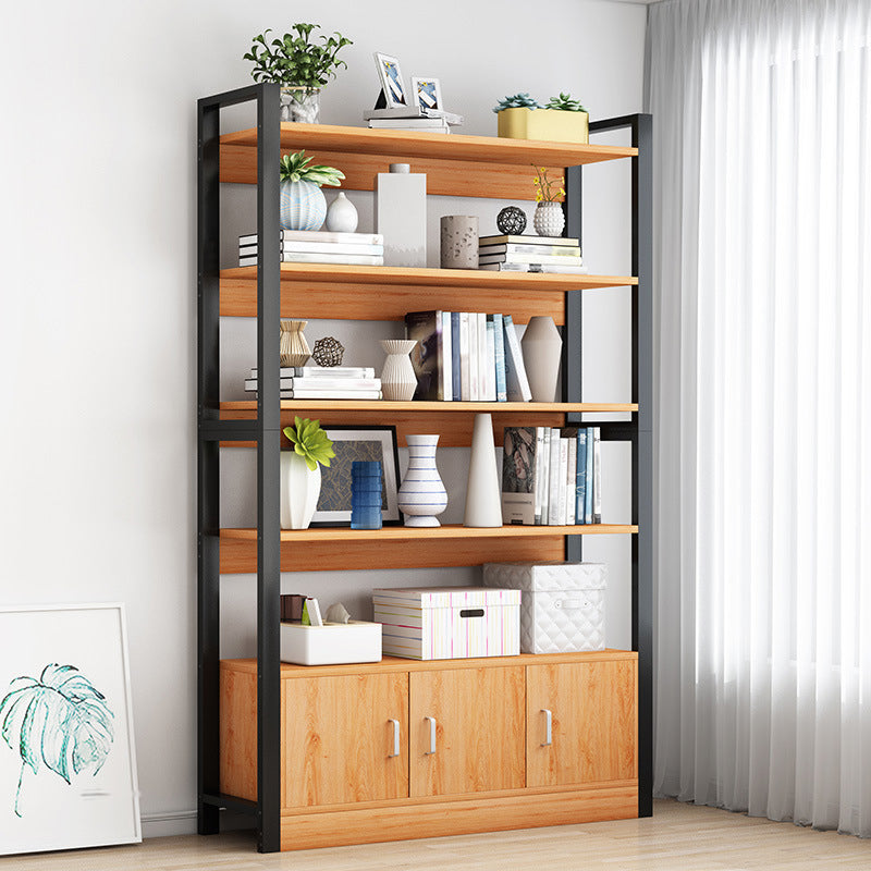 Industrial Etagere Bookshelf Steel Frame Manufactured Wood Shelf Bookshelf with Door Clearhalo 'Bookcases' 'furn' 'furn_bookcases' 'Furniture' 'furniture_bookcases' 'kitchen' 'kitchen_bookcases' 'Living Room Furniture' 'Office Furniture' 4749849