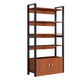 Industrial Etagere Bookshelf Steel Frame Manufactured Wood Shelf Bookshelf with Door 31.5"L x 11.8"W x 68.9"H Red Brown Clearhalo 'Bookcases' 'furn' 'furn_bookcases' 'Furniture' 'furniture_bookcases' 'kitchen' 'kitchen_bookcases' 'Living Room Furniture' 'Office Furniture' 4749855