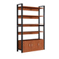 Industrial Etagere Bookshelf Steel Frame Manufactured Wood Shelf Bookshelf with Door 47.2"L x 11.8"W x 68.9"H Red Brown Clearhalo 'Bookcases' 'furn' 'furn_bookcases' 'Furniture' 'furniture_bookcases' 'kitchen' 'kitchen_bookcases' 'Living Room Furniture' 'Office Furniture' 4749859