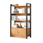 Industrial Etagere Bookshelf Steel Frame Manufactured Wood Shelf Bookshelf with Door 23.6"L x 11.8"W x 56.7"H Black-Wood Clearhalo 'Bookcases' 'furn' 'furn_bookcases' 'Furniture' 'furniture_bookcases' 'kitchen' 'kitchen_bookcases' 'Living Room Furniture' 'Office Furniture' 4749863
