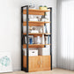 Industrial Etagere Bookshelf Steel Frame Manufactured Wood Shelf Bookshelf with Door 23.6"L x 11.8"W x 68.9"H Black-Wood Clearhalo 'Bookcases' 'furn' 'furn_bookcases' 'Furniture' 'furniture_bookcases' 'kitchen' 'kitchen_bookcases' 'Living Room Furniture' 'Office Furniture' 4749866