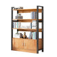 Industrial Etagere Bookshelf Steel Frame Manufactured Wood Shelf Bookshelf with Door 31.5"L x 11.8"W x 56.7"H Black-Wood Clearhalo 'Bookcases' 'furn' 'furn_bookcases' 'Furniture' 'furniture_bookcases' 'kitchen' 'kitchen_bookcases' 'Living Room Furniture' 'Office Furniture' 4749869