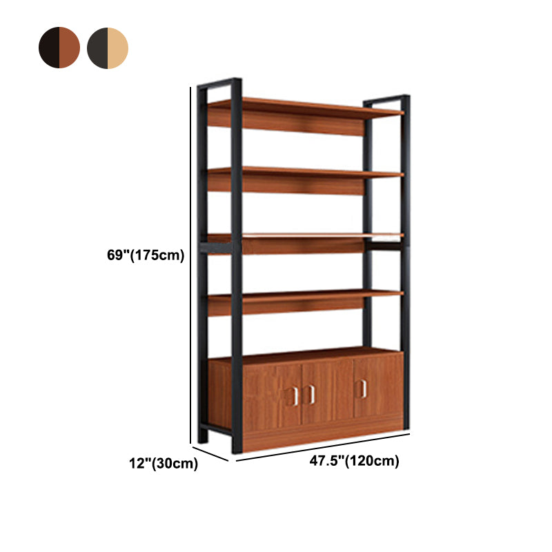 Industrial Etagere Bookshelf Steel Frame Manufactured Wood Shelf Bookshelf with Door Clearhalo 'Bookcases' 'furn' 'furn_bookcases' 'Furniture' 'furniture_bookcases' 'kitchen' 'kitchen_bookcases' 'Living Room Furniture' 'Office Furniture' 4749880
