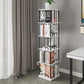 Glam Open Etagere Bookshelf Iron Frame Rubber Wood Shelf Bookshelf 15.7"L x 15.7"W x 68.7"H White-Black Clearhalo 'Bookcases' 'furn' 'furn_bookcases' 'Furniture' 'furniture_bookcases' 'kitchen' 'kitchen_bookcases' 'Living Room Furniture' 'Office Furniture' 4749882