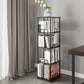 Glam Open Etagere Bookshelf Iron Frame Rubber Wood Shelf Bookshelf 15.7"L x 15.7"W x 55.4"H Brown Black Clearhalo 'Bookcases' 'furn' 'furn_bookcases' 'Furniture' 'furniture_bookcases' 'kitchen' 'kitchen_bookcases' 'Living Room Furniture' 'Office Furniture' 4749885