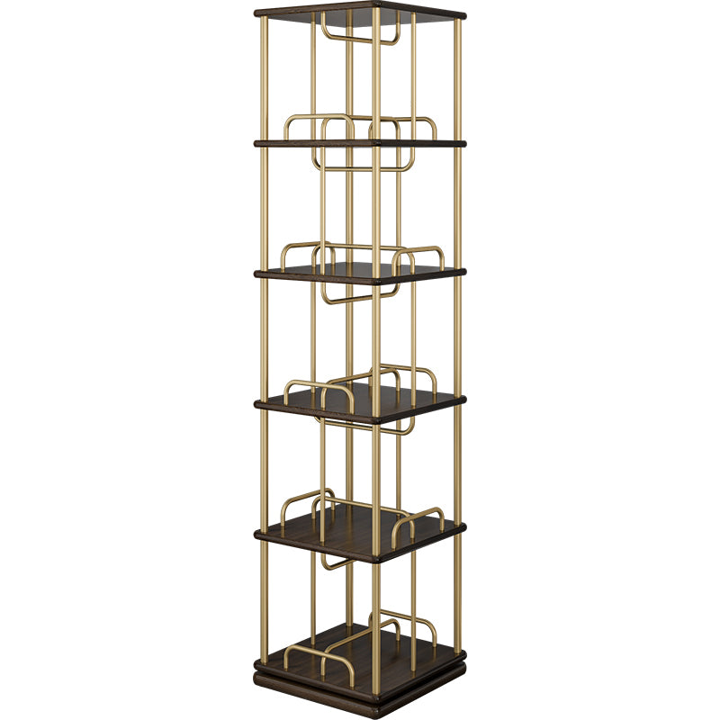 Glam Open Etagere Bookshelf Iron Frame Rubber Wood Shelf Bookshelf Clearhalo 'Bookcases' 'furn' 'furn_bookcases' 'Furniture' 'furniture_bookcases' 'kitchen' 'kitchen_bookcases' 'Living Room Furniture' 'Office Furniture' 4749889