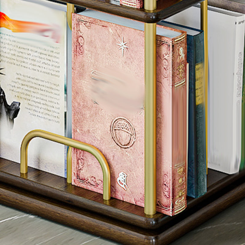 Glam Open Etagere Bookshelf Iron Frame Rubber Wood Shelf Bookshelf Clearhalo 'Bookcases' 'furn' 'furn_bookcases' 'Furniture' 'furniture_bookcases' 'kitchen' 'kitchen_bookcases' 'Living Room Furniture' 'Office Furniture' 4749894