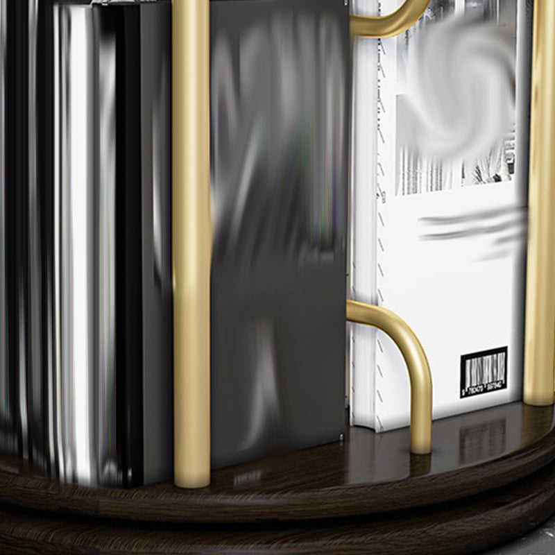 Glam Open Etagere Bookshelf Iron Frame Rubber Wood Shelf Bookshelf Clearhalo 'Bookcases' 'furn' 'furn_bookcases' 'Furniture' 'furniture_bookcases' 'kitchen' 'kitchen_bookcases' 'Living Room Furniture' 'Office Furniture' 4749896