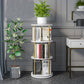Glam Open Etagere Bookshelf Iron Frame Rubber Wood Shelf Bookshelf 17.7"L x 17.7"W x 42"H White-Gold Clearhalo 'Bookcases' 'furn' 'furn_bookcases' 'Furniture' 'furniture_bookcases' 'kitchen' 'kitchen_bookcases' 'Living Room Furniture' 'Office Furniture' 4749903