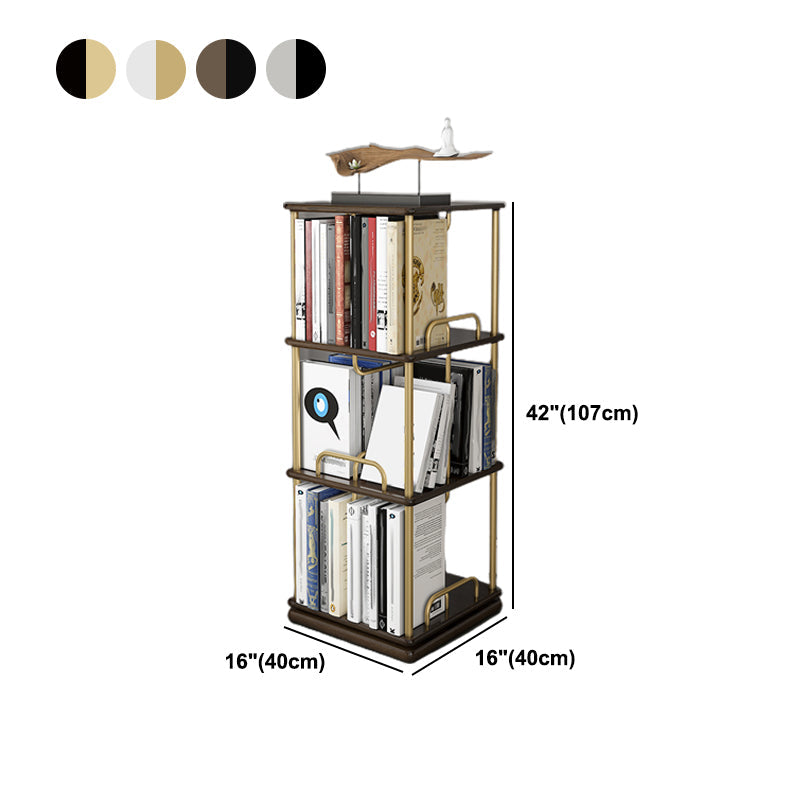 Glam Open Etagere Bookshelf Iron Frame Rubber Wood Shelf Bookshelf Clearhalo 'Bookcases' 'furn' 'furn_bookcases' 'Furniture' 'furniture_bookcases' 'kitchen' 'kitchen_bookcases' 'Living Room Furniture' 'Office Furniture' 4749906