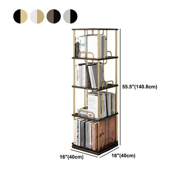 Glam Open Etagere Bookshelf Iron Frame Rubber Wood Shelf Bookshelf Clearhalo 'Bookcases' 'furn' 'furn_bookcases' 'Furniture' 'furniture_bookcases' 'kitchen' 'kitchen_bookcases' 'Living Room Furniture' 'Office Furniture' 4749907