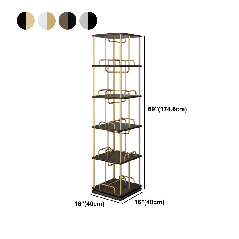 Glam Open Etagere Bookshelf Iron Frame Rubber Wood Shelf Bookshelf Clearhalo 'Bookcases' 'furn' 'furn_bookcases' 'Furniture' 'furniture_bookcases' 'kitchen' 'kitchen_bookcases' 'Living Room Furniture' 'Office Furniture' 4749908