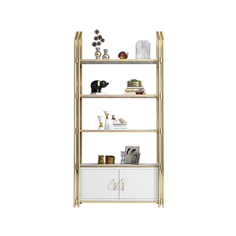 Glam Style Bookcase 12"W 79"H Open Back Bookshelf for Study Room Home Office White-Gold Cabinets Clearhalo 'Bookcases' 'furn' 'furn_bookcases' 'Furniture' 'furniture_bookcases' 'kitchen' 'kitchen_bookcases' 'Living Room Furniture' 'Office Furniture' 4749913