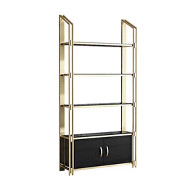Glam Style Bookcase 12"W 79"H Open Back Bookshelf for Study Room Home Office Gold-Black Cabinets Clearhalo 'Bookcases' 'furn' 'furn_bookcases' 'Furniture' 'furniture_bookcases' 'kitchen' 'kitchen_bookcases' 'Living Room Furniture' 'Office Furniture' 4749917