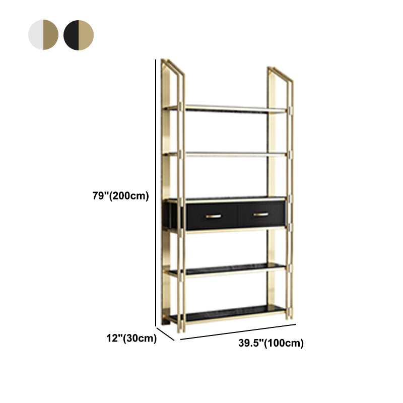 Glam Style Bookcase 12"W 79"H Open Back Bookshelf for Study Room Home Office Clearhalo 'Bookcases' 'furn' 'furn_bookcases' 'Furniture' 'furniture_bookcases' 'kitchen' 'kitchen_bookcases' 'Living Room Furniture' 'Office Furniture' 4749926