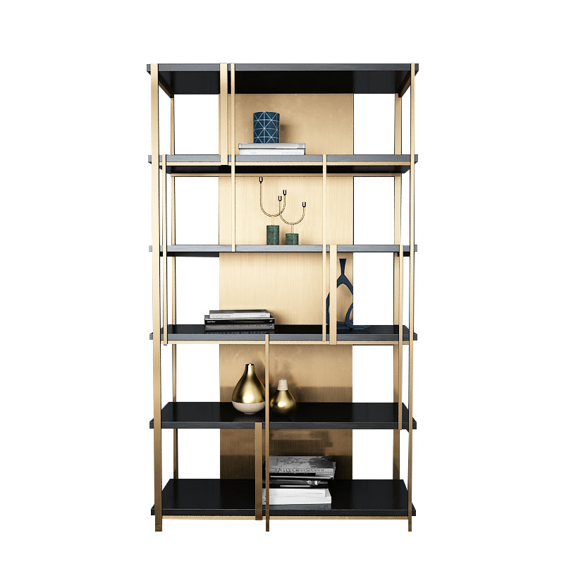 11.81"W 78.74"H Bookcase Glam Style Open Back Bookshelf for Study Room Home Office Black-Gold Clearhalo 'Bookcases' 'furn' 'furn_bookcases' 'Furniture' 'furniture_bookcases' 'kitchen' 'kitchen_bookcases' 'Living Room Furniture' 'Office Furniture' 4749931