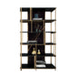 11.81"W 78.74"H Bookcase Glam Style Open Back Bookshelf for Study Room Home Office Gold-Black Clearhalo 'Bookcases' 'furn' 'furn_bookcases' 'Furniture' 'furniture_bookcases' 'kitchen' 'kitchen_bookcases' 'Living Room Furniture' 'Office Furniture' 4749934