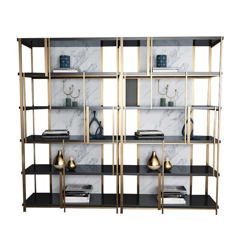 11.81"W 78.74"H Bookcase Glam Style Open Back Bookshelf for Study Room Home Office White-Gray Clearhalo 'Bookcases' 'furn' 'furn_bookcases' 'Furniture' 'furniture_bookcases' 'kitchen' 'kitchen_bookcases' 'Living Room Furniture' 'Office Furniture' 4749936