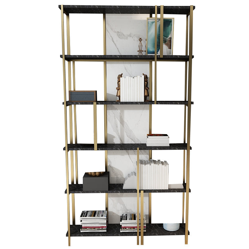 11.81"W 78.74"H Bookcase Glam Style Open Back Bookshelf for Study Room Home Office Black White Clearhalo 'Bookcases' 'furn' 'furn_bookcases' 'Furniture' 'furniture_bookcases' 'kitchen' 'kitchen_bookcases' 'Living Room Furniture' 'Office Furniture' 4749939