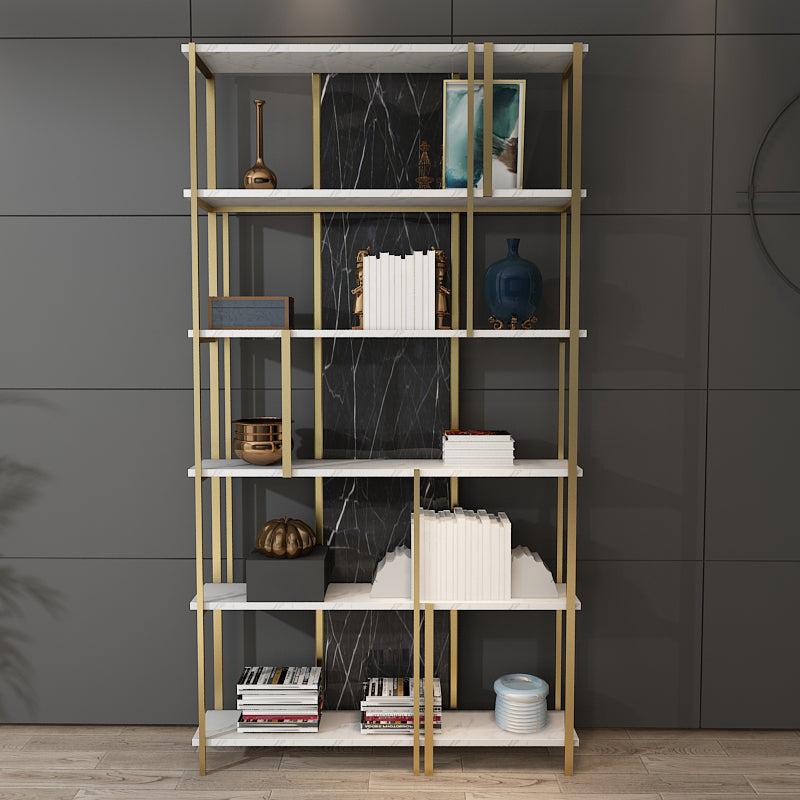 11.81"W 78.74"H Bookcase Glam Style Open Back Bookshelf for Study Room Home Office Clearhalo 'Bookcases' 'furn' 'furn_bookcases' 'Furniture' 'furniture_bookcases' 'kitchen' 'kitchen_bookcases' 'Living Room Furniture' 'Office Furniture' 4749946