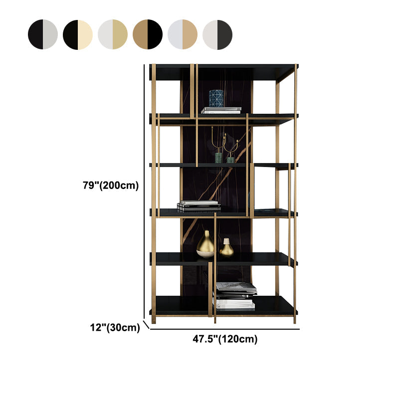 11.81"W 78.74"H Bookcase Glam Style Open Back Bookshelf for Study Room Home Office Clearhalo 'Bookcases' 'furn' 'furn_bookcases' 'Furniture' 'furniture_bookcases' 'kitchen' 'kitchen_bookcases' 'Living Room Furniture' 'Office Furniture' 4749949