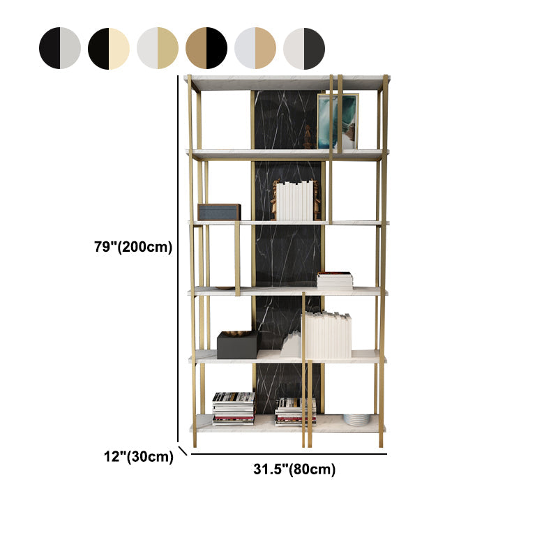 11.81"W 78.74"H Bookcase Glam Style Open Back Bookshelf for Study Room Home Office Clearhalo 'Bookcases' 'furn' 'furn_bookcases' 'Furniture' 'furniture_bookcases' 'kitchen' 'kitchen_bookcases' 'Living Room Furniture' 'Office Furniture' 4749950
