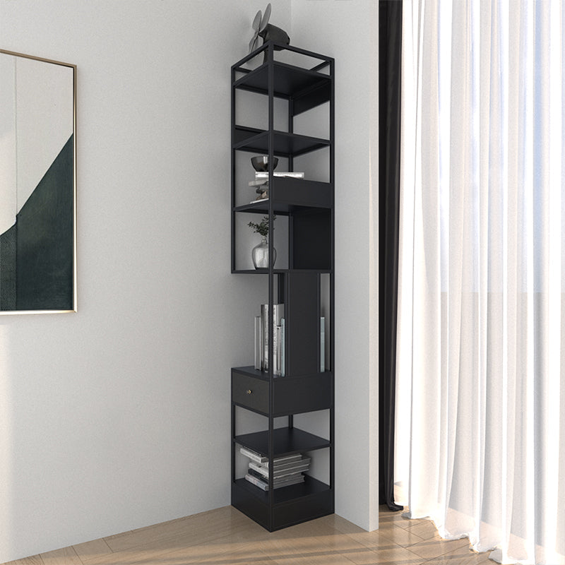 Iron Industrial Corner Bookshelf Open Vertical Bookshelf with Drawer Clearhalo 'Bookcases' 'furn' 'furn_bookcases' 'Furniture' 'furniture_bookcases' 'kitchen' 'kitchen_bookcases' 'Living Room Furniture' 'Office Furniture' 4749956