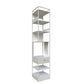 Iron Industrial Corner Bookshelf Open Vertical Bookshelf with Drawer 13.8"L x 13.8"W x 70.9"H White Clearhalo 'Bookcases' 'furn' 'furn_bookcases' 'Furniture' 'furniture_bookcases' 'kitchen' 'kitchen_bookcases' 'Living Room Furniture' 'Office Furniture' 4749959