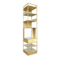 Iron Industrial Corner Bookshelf Open Vertical Bookshelf with Drawer 16"L x 16"W x 71"H Gold Clearhalo 'Bookcases' 'furn' 'furn_bookcases' 'Furniture' 'furniture_bookcases' 'kitchen' 'kitchen_bookcases' 'Living Room Furniture' 'Office Furniture' 4749967