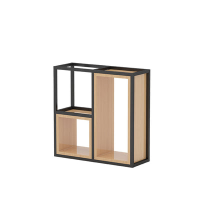 Industrial Open Etagere Bookshelf Iron Frame Solid Wood Shelf Bookshelf 31.5"L x 9.8"W x 31.5"H Clearhalo 'Bookcases' 'furn' 'furn_bookcases' 'Furniture' 'furniture_bookcases' 'kitchen' 'kitchen_bookcases' 'Living Room Furniture' 'Office Furniture' 4749974