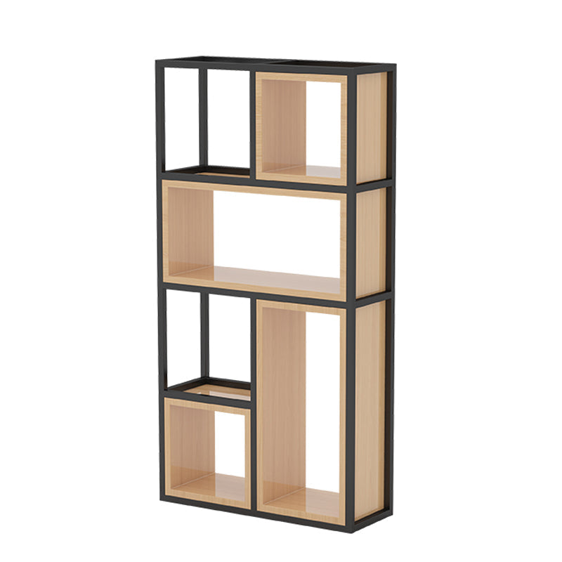 Industrial Open Etagere Bookshelf Iron Frame Solid Wood Shelf Bookshelf 31.5"L x 9.8"W x 63"H Clearhalo 'Bookcases' 'furn' 'furn_bookcases' 'Furniture' 'furniture_bookcases' 'kitchen' 'kitchen_bookcases' 'Living Room Furniture' 'Office Furniture' 4749977