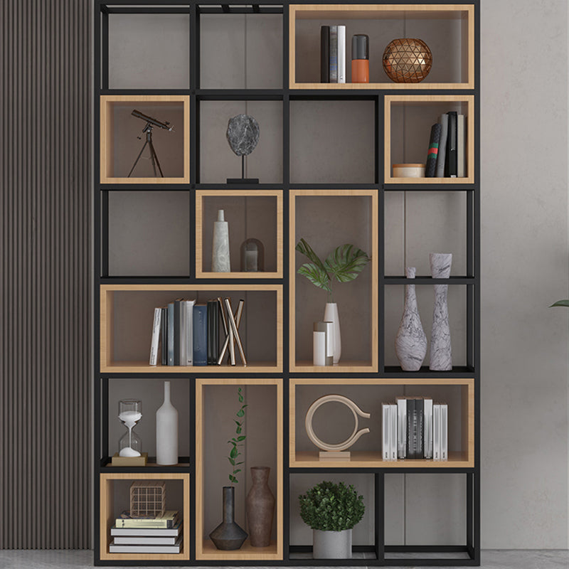 Industrial Open Etagere Bookshelf Iron Frame Solid Wood Shelf Bookshelf Clearhalo 'Bookcases' 'furn' 'furn_bookcases' 'Furniture' 'furniture_bookcases' 'kitchen' 'kitchen_bookcases' 'Living Room Furniture' 'Office Furniture' 4749978