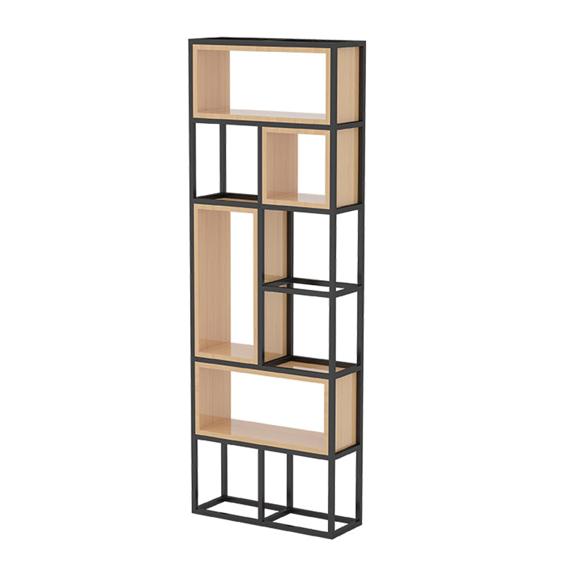 Industrial Open Etagere Bookshelf Iron Frame Solid Wood Shelf Bookshelf 31.5"L x 9.8"W x 94.5"H Clearhalo 'Bookcases' 'furn' 'furn_bookcases' 'Furniture' 'furniture_bookcases' 'kitchen' 'kitchen_bookcases' 'Living Room Furniture' 'Office Furniture' 4749981