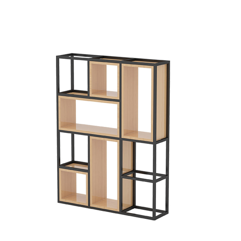 Industrial Open Etagere Bookshelf Iron Frame Solid Wood Shelf Bookshelf 47.2"L x 9.8"W x 63"H Clearhalo 'Bookcases' 'furn' 'furn_bookcases' 'Furniture' 'furniture_bookcases' 'kitchen' 'kitchen_bookcases' 'Living Room Furniture' 'Office Furniture' 4749983