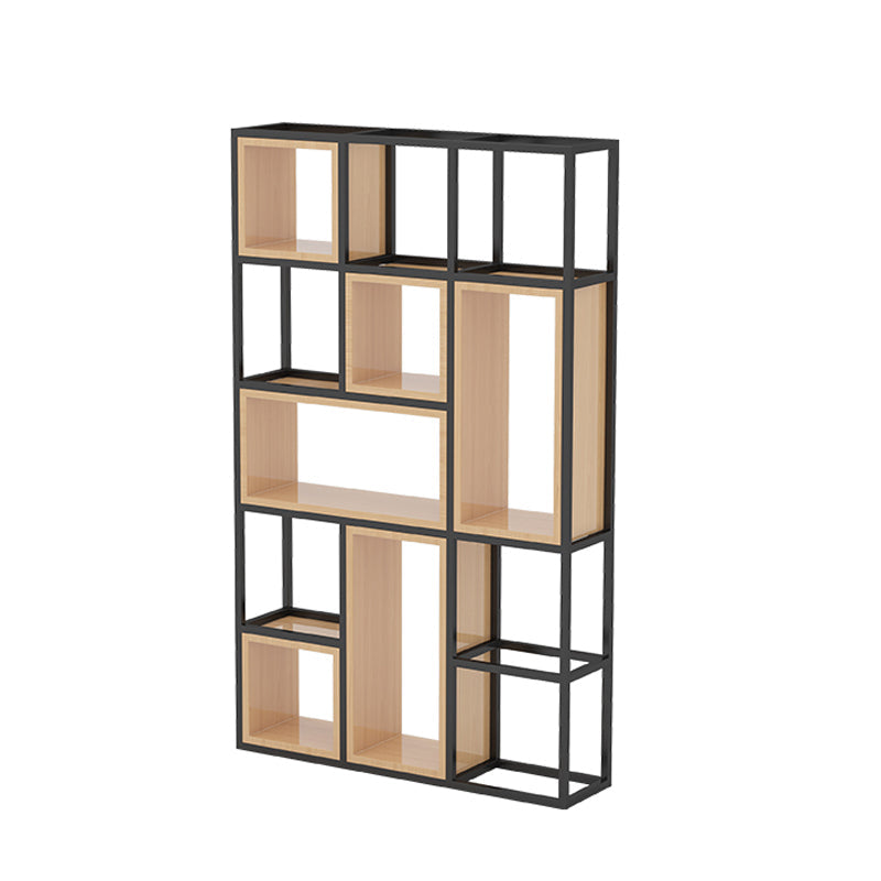 Industrial Open Etagere Bookshelf Iron Frame Solid Wood Shelf Bookshelf 47.2"L x 9.8"W x 78.7"H Clearhalo 'Bookcases' 'furn' 'furn_bookcases' 'Furniture' 'furniture_bookcases' 'kitchen' 'kitchen_bookcases' 'Living Room Furniture' 'Office Furniture' 4749986
