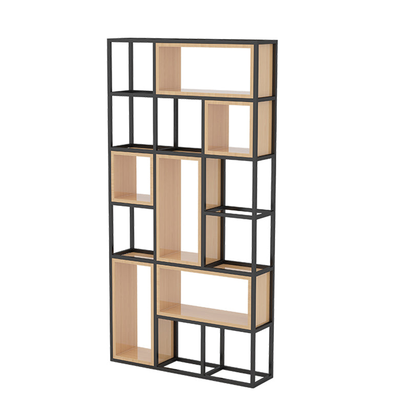 Industrial Open Etagere Bookshelf Iron Frame Solid Wood Shelf Bookshelf 47.2"L x 9.8"W x 94.5"H Clearhalo 'Bookcases' 'furn' 'furn_bookcases' 'Furniture' 'furniture_bookcases' 'kitchen' 'kitchen_bookcases' 'Living Room Furniture' 'Office Furniture' 4749987