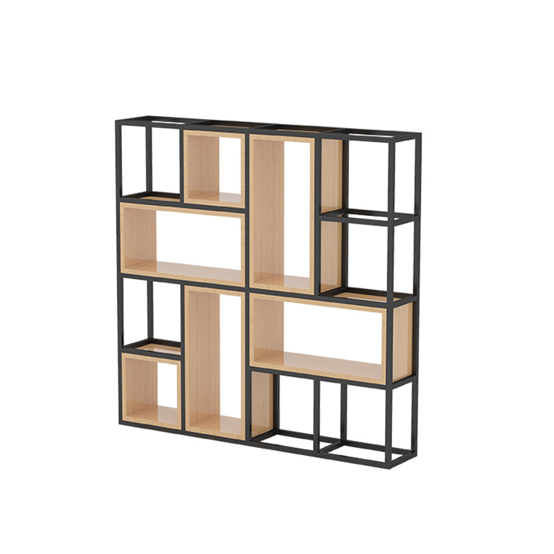 Industrial Open Etagere Bookshelf Iron Frame Solid Wood Shelf Bookshelf 63"L x 9.8"W x 63"H Clearhalo 'Bookcases' 'furn' 'furn_bookcases' 'Furniture' 'furniture_bookcases' 'kitchen' 'kitchen_bookcases' 'Living Room Furniture' 'Office Furniture' 4749989